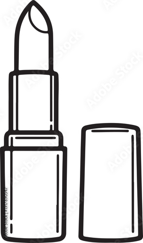  Elegant black lipstick cosmetic product minimalist design opened with cap off in simple studio setting beauty fashion style illustration for makeup advertising promotion presentation 