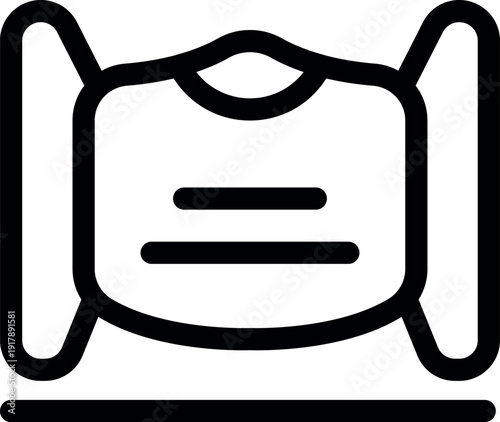 Medical face mask protecting from virus and bacteria, outline icon of protective face mask