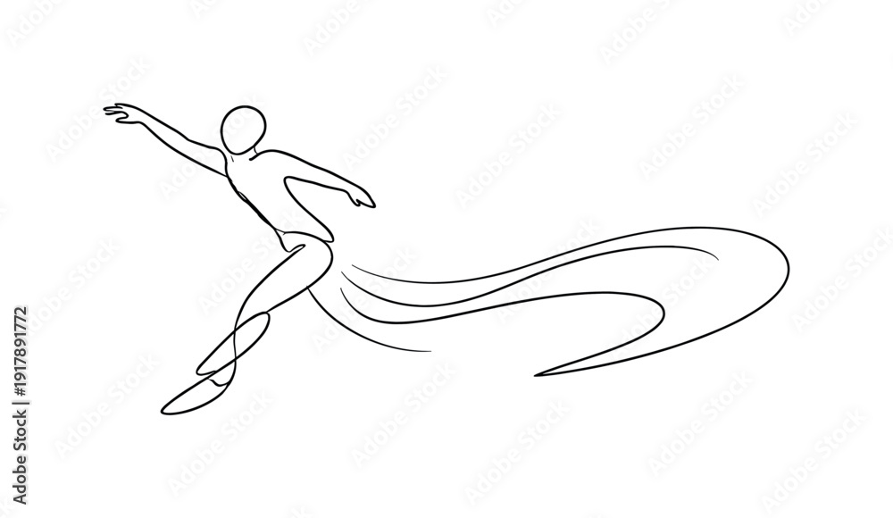 Fototapeta premium Residual Motion. Minimalistic one-line drawing of a human gesture leaving a flowing trail