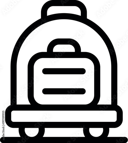 Hotel luggage cart carrying suitcase, offering convenient baggage transport for guests