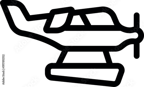 Simple, scalable stroke icon of a seaplane floating on water, perfect for web and mobile design projects