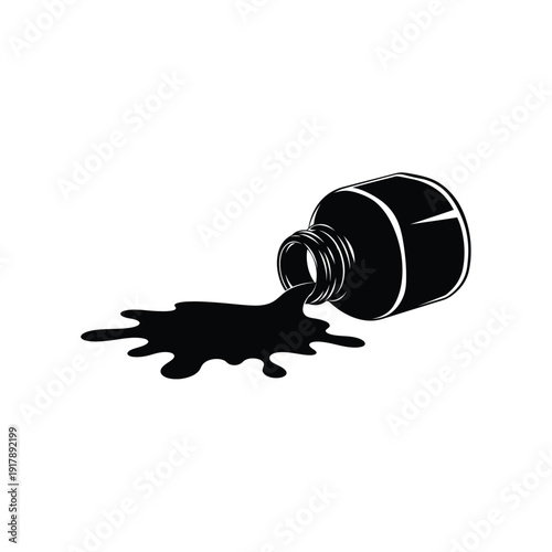Spilled Ink Bottle Silhouette Icon