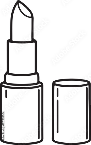  Elegant black lipstick cosmetic product minimalist design opened with cap off in simple studio setting beauty fashion style illustration for makeup advertising promotion presentation 