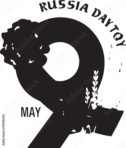 Symbolic graphic for russia day toy celebration in may with a clenched fist and wheat sheaf