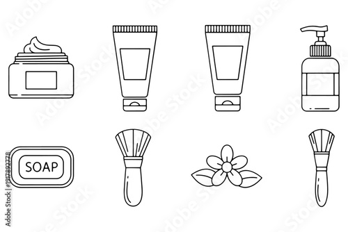Cream Cosmetic Icon Set Vector Solid Minimal Design