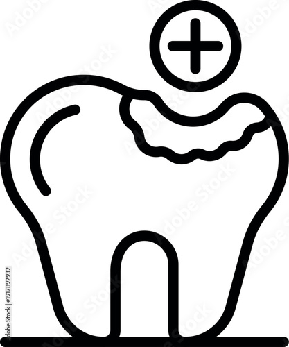 Cartoon damaged tooth being treated, promoting dental health and hygiene