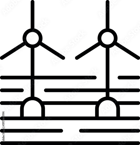 Offshore wind turbines generating clean energy in the sea
