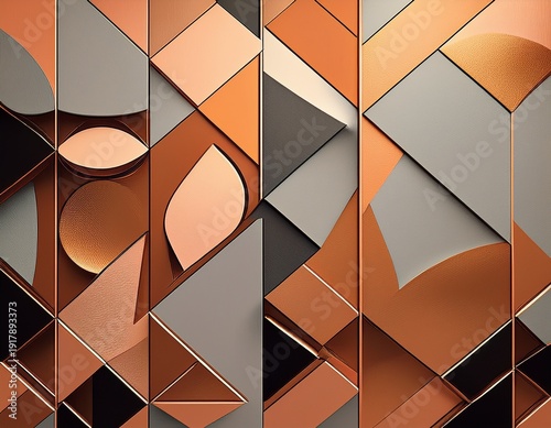 complex geometric forms minimalist color palette shapes copper