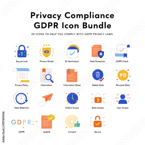 A collection of gdpr and privacy compliance icons