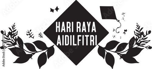 Eid celebration design featuring traditional symbols and malay text