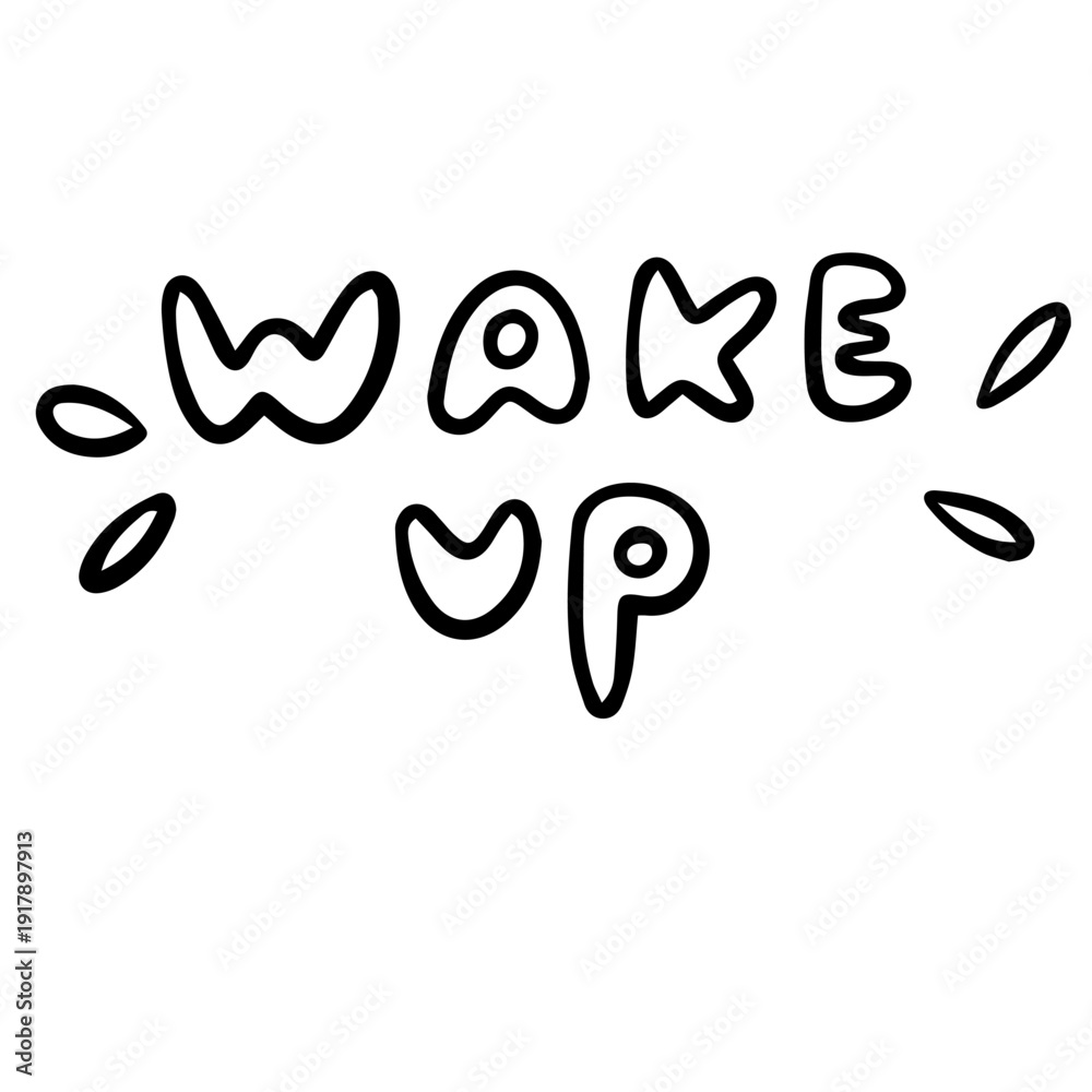 Obraz premium Wake Up Lettering Design for Coffee Shop and Bakery Branding 