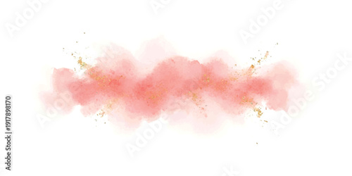 A soft, ethereal watercolor cloud in shades of pink and coral with delicate gold accents