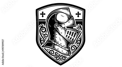 Medieval Knight Helmet Crest Shield Emblem 1.