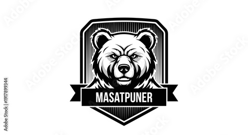 Illustration of a bear emblem logo design.