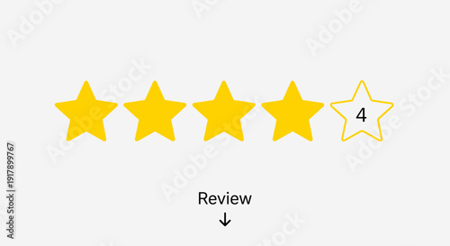 Four Star Rating Review Icon.
