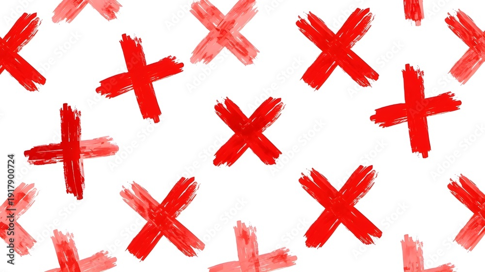 Obraz premium Red Watercolor Cross Mark Isolated on White Background