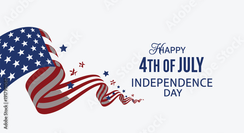 Patriotic 4th of July Independence Day vector illustration with American flag and stars.