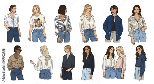 Fashionable Women Showcasing Diverse Styles and Outfits