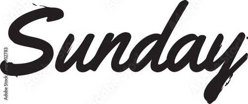 Elegant cursive writing of the word sunday in a minimalist black and white design
