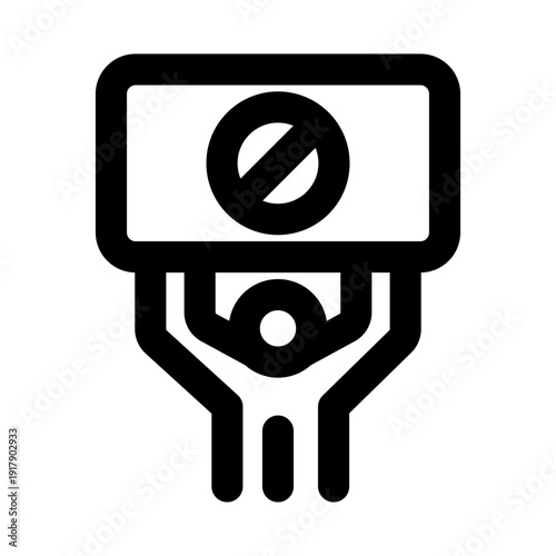 Protester icon for public demonstration. Protester Modern Professional Line Icon with minimal clean design representing activism rally march rights and social movement