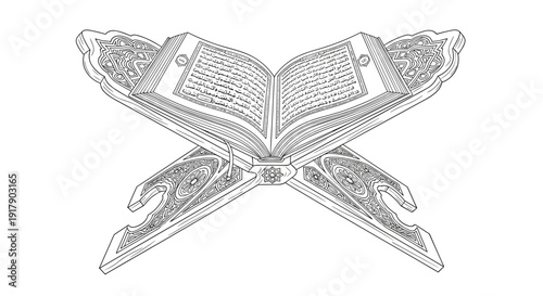 Open Quran on Decorative Stand.