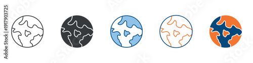 Earth Icon Set Multiple Style Collection
