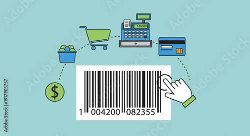 Barcode with Shopping Cart and Payment.