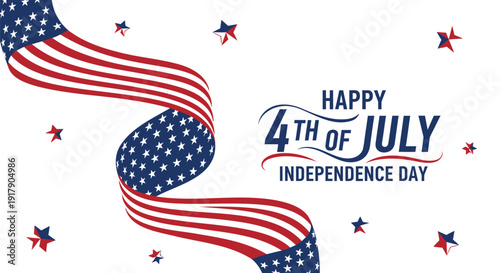 Patriotic 4th of July Independence Day vector graphic with American flag and stars.