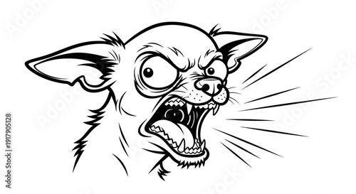 Furious Chihuahua Dog Barking Aggressively, Cartoon Style