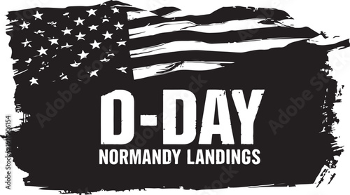 Historical illustration of american flag representing d-day normandy landings