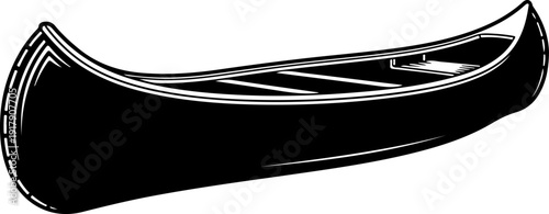 vintage canoe drawing silhouette vector illustration