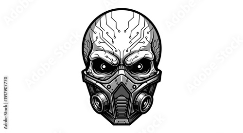 Detailed Gas Mask Skull Illustration.