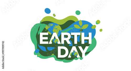 Earth Day eco friendly icon vector, symbolizing environmental awareness and sustainability. Created in colorful style with green and blue palette.