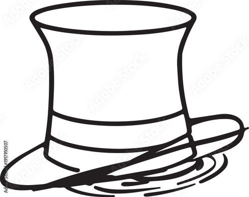Classic top hat silhouette with a curved brim and elegant shadow effect