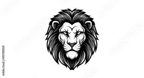 Black and White Lion Head Illustration 1.