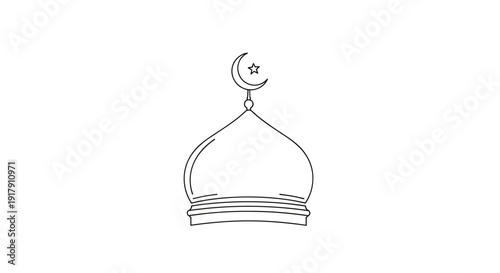 Islamic Mosque Dome with Crescent Moon.