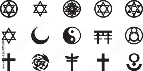 Collection of ancient and mystical symbols with diverse spiritual and cultural significance