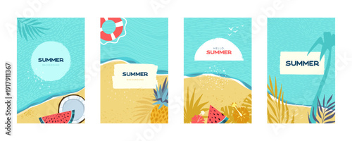 Set of summer tropical vect...