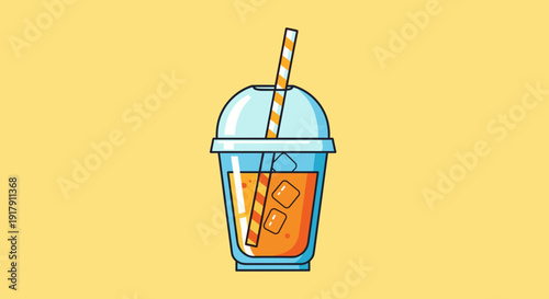 Illustration of a Cold Drink with Straw.