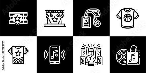 Icon Set Vector of 8 Festival Concert Music Event Badges