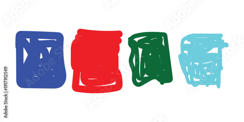 Colorful plastic bottles and red and blue striped socks with matching caps in a playful vector style illustration