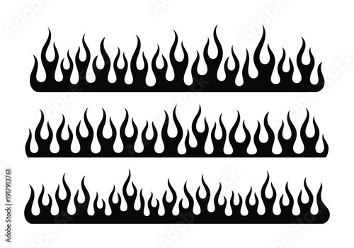 Black flame three rows of stylized fire