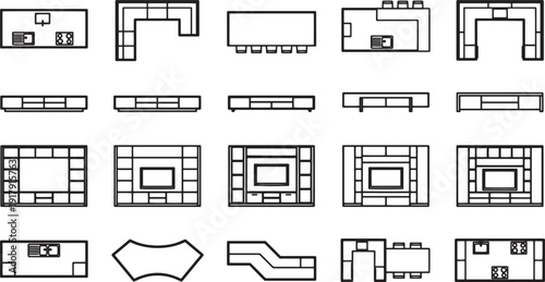Elevating interior design presentations with a collection of minimalist sofa layouts, Offering a diverse array of modern sofa designs for architectural and design visualizations.