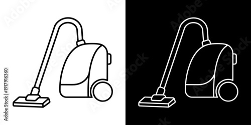 Vacuum cleaner icon vector illustration in line art style