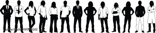 Professional people silhouette collection isolated on white background diverse business and medical team vector illustration set