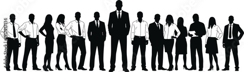 Business team silhouette group isolated on white background corporate professionals standing together vector illustration for company concept