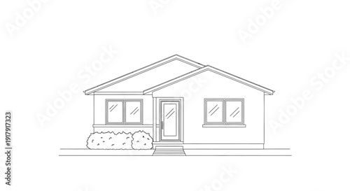 Simple house outline with front door and windows.