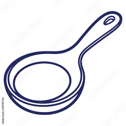 Elegant line art kitchen ladle illustration on white background for cooking and culinary designs with simplicity and sophistication