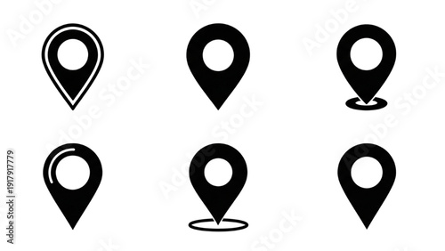 Vector Icon Sheet of Various Map Pin Symbols for Navigation and Location Marking Purposes
