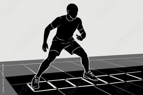 Agility Ladder Drill Athlete Enhancing Speed and Coordination.
